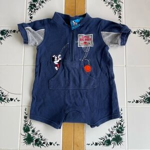 Vintage Little Big Dogs Baby Jumper Romper Blue Embroidered NB / 3-6M Fun COTTON